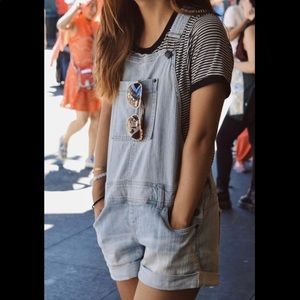 Denim overall shorts